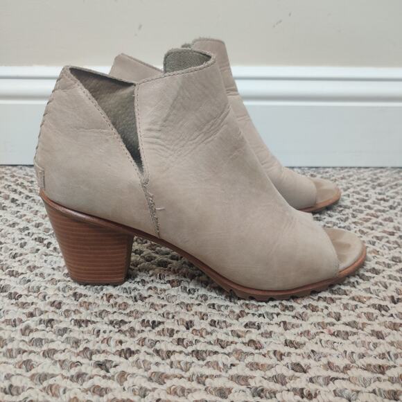 Sorel Nadia Booties Size 11 Leather Heels Ankle Open Toe - Picture 1 of 15